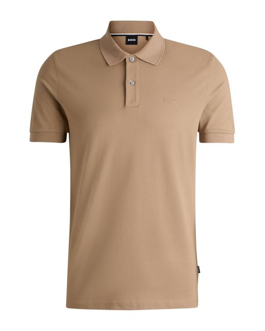 Boss Natural Cotton Polo Shirt With Embroidered Logo for men