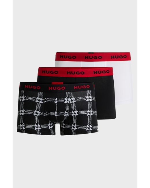 Lot de trois boxers courts en coton stretch avec taille logotée HUGO pour homme en coloris Red