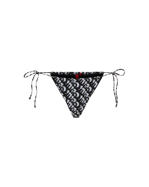 HUGO Black Bikinihose mit Logo-Print und seitlicher Schnürung