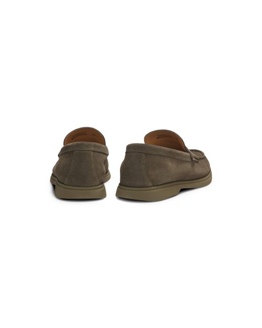 Boss Brown Suede Loafers With Logo Penny Trim for men