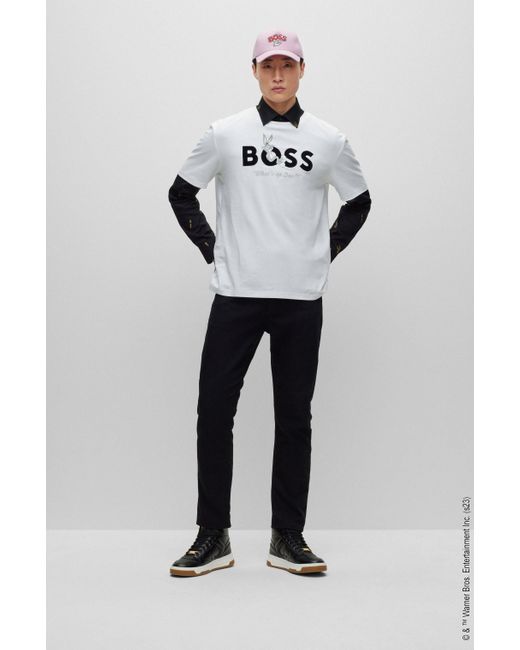 BOSS by HUGO BOSS Looney Tunes X Black Slim-fit Jeans With Cartoon  Embroidery for Men | Lyst