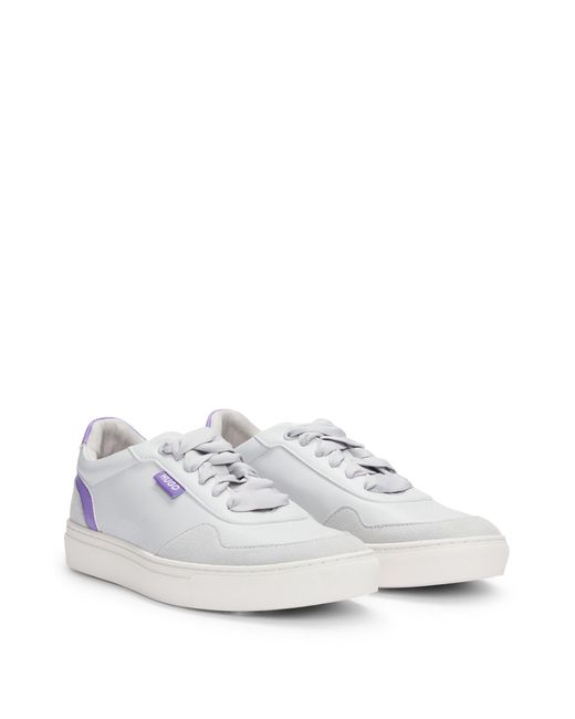 HUGO White Cupsole Trainers With Faux Leather And Branded Flag