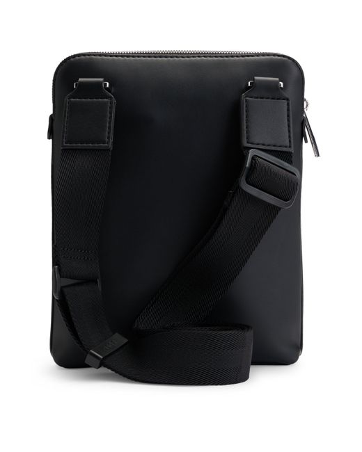 Boss Black Faux-leather Envelope Bag With Signature Stripe for men