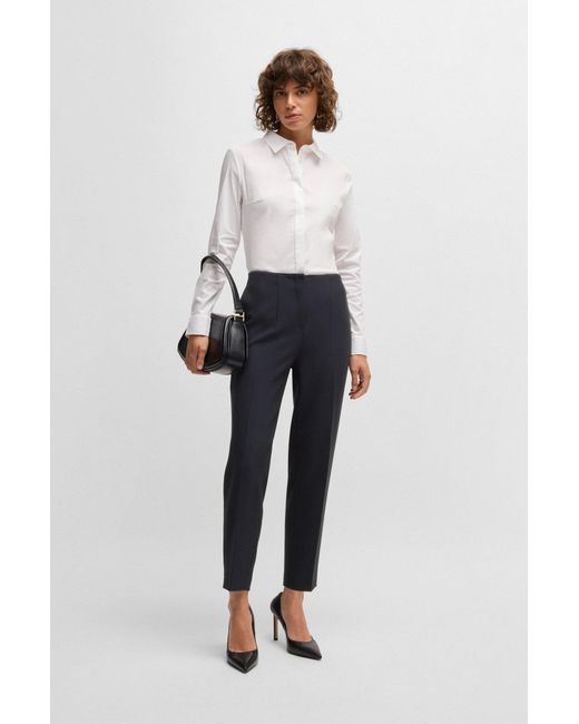 Boss Relaxed-Fit Broek Van Stretchmateriaal in het Blue