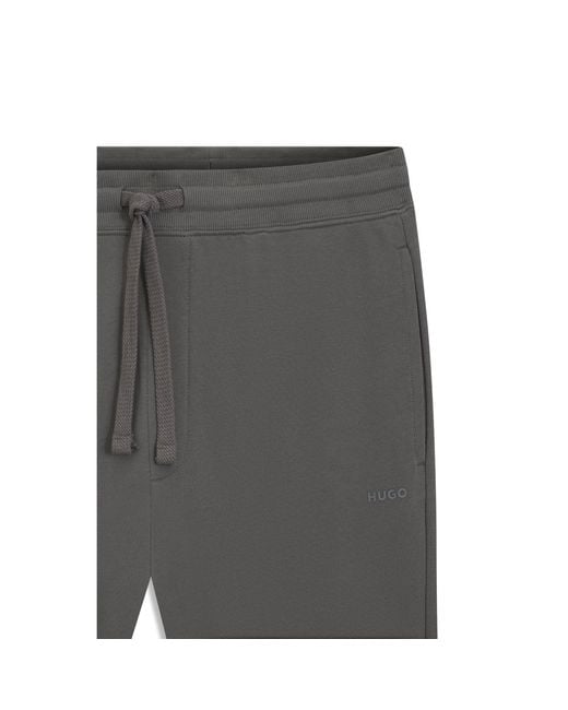 HUGO Gray Cotton Casual Trousers With Elasticated Cuffs for men