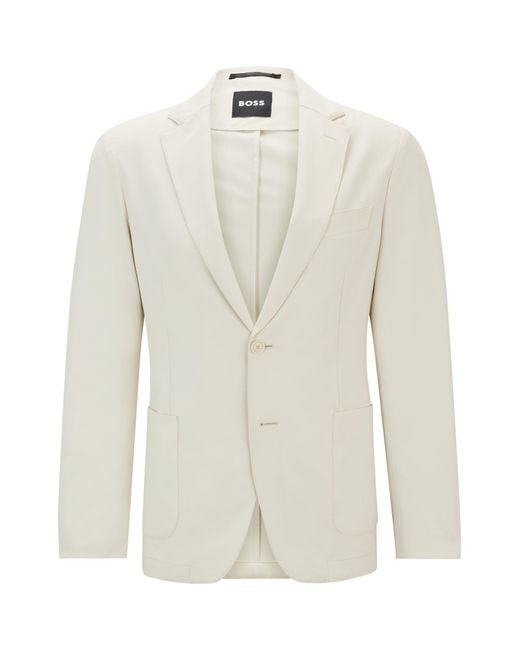 Boss White Slim-fit Jacket In Wrinkle-resistant Performance-stretch Fabric for men