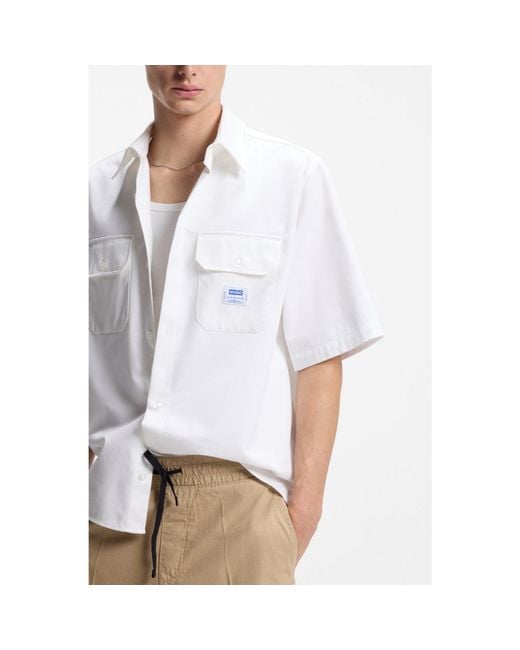 HUGO White Oversized-Fit Shirt for men