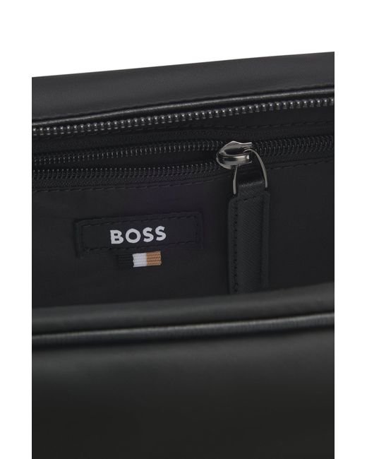 Boss Kulturbeutel Aus Twill Mit Metallenem Double-B-Monogramm in Black für Herren
