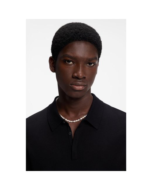 HUGO Green Pearl Necklace With Irregular Metal Beads for men