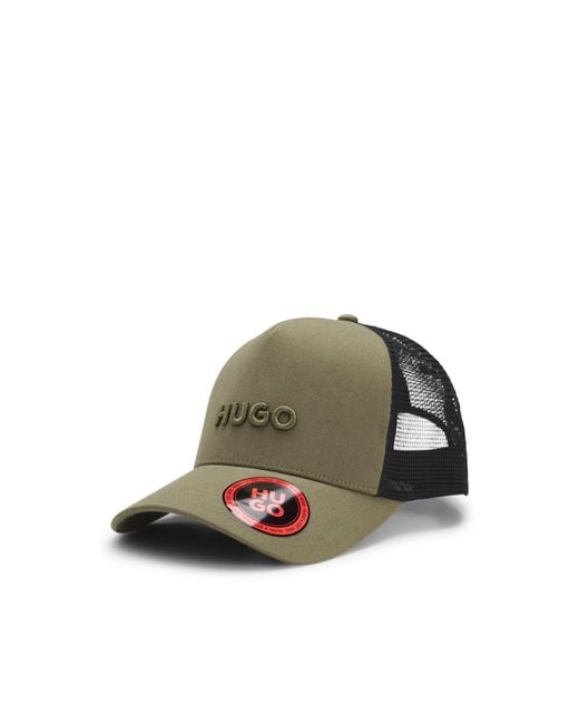 HUGO Green Cotton-Twill Cap With Mesh Panels for men