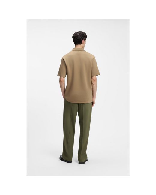 HUGO Natural Structured Cotton-Blend Polo Shirt With Johnny Collar for men