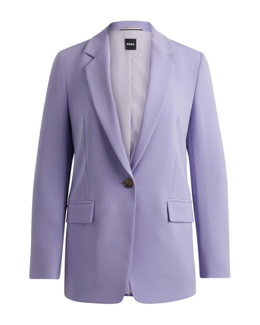 Boss Purple Regular-Fit Blazer aus knitterfreiem Krepp