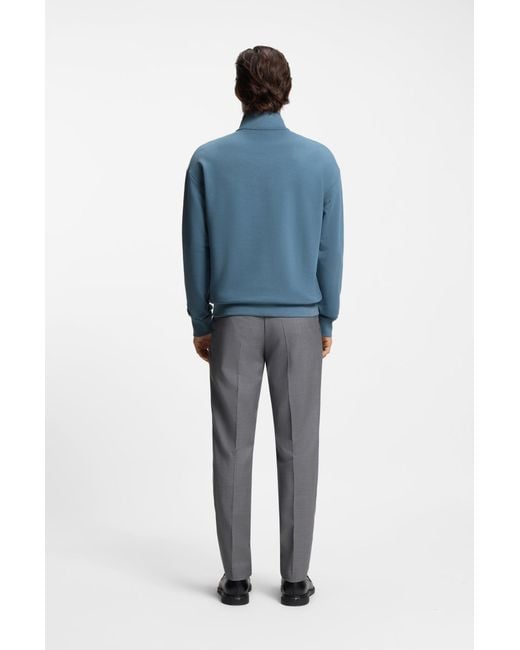 HUGO Sweatshirt Aus Baumwoll-Terry Mit Troyerkragen Und Logo-Print in Blue für Herren