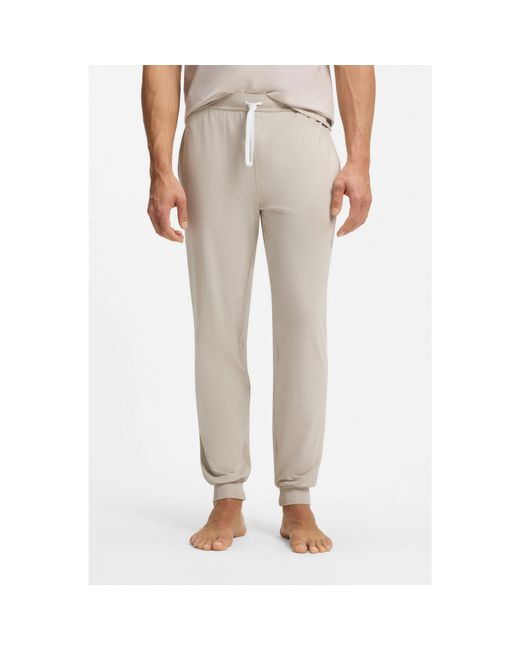Boss White Stretch-Cotton Tracksuit Bottoms With Embroidered Logo for men