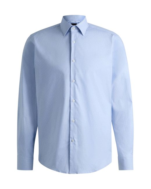 Boss Regular-Fit Hemd aus bügelleichter Stretch-Baumwolle mit Pepita-Muster in Blue für Herren