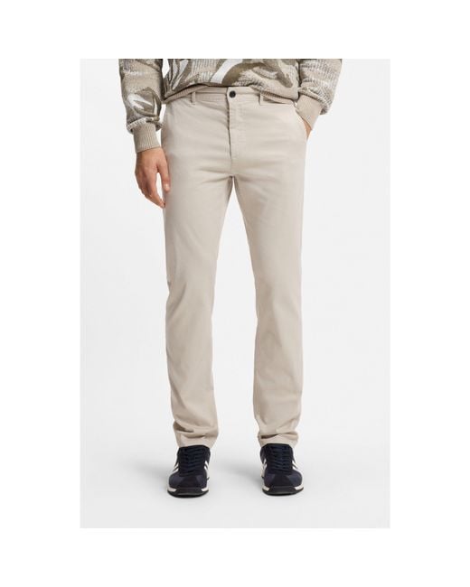 Boss White Slim-Fit Trousers for men