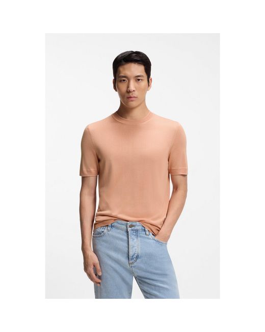 Boss Blue Silk Knit T-Shirt for men