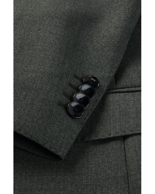 Boss Black Regular-fit Three-piece Suit In Melange Virgin Wool for men