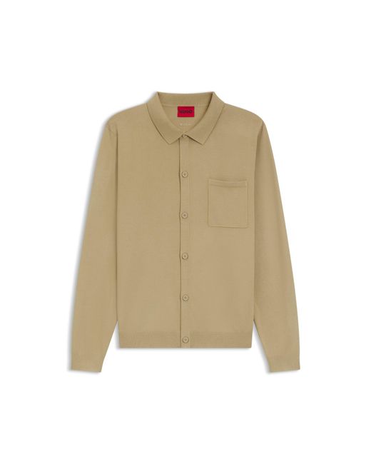 HUGO Natural Regular-Fit Knitted Jacket With Ribbed Trims for men