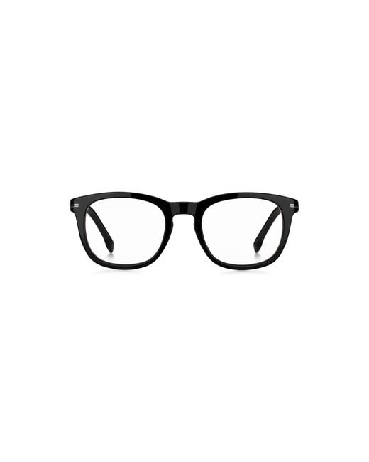 Boss Black Patterned-Acetate Optical Frames With Clip-On Shaded Lenses for men