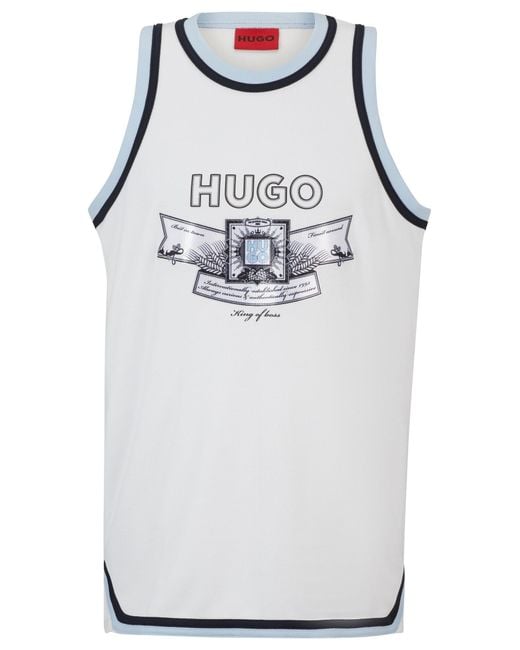 HUGO White Mesh Vest With New-season Logo Artwork for men