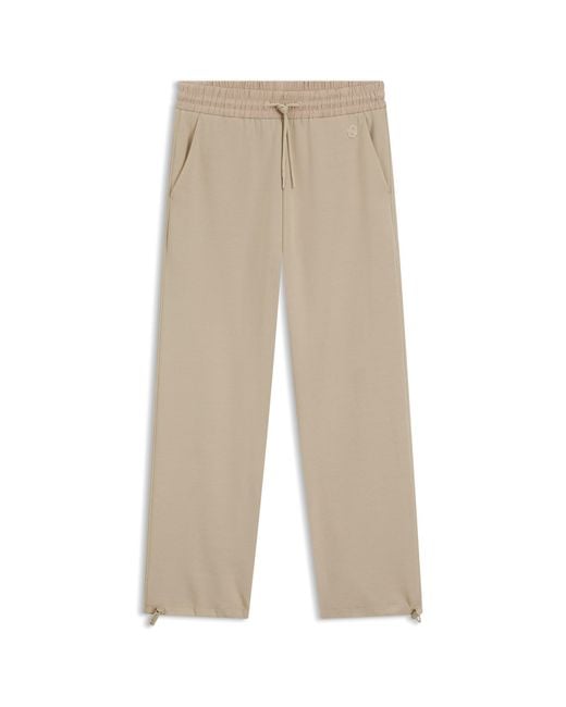 Boss Natural Cotton-Blend Tracksuit Bottoms With Contrast Waistband