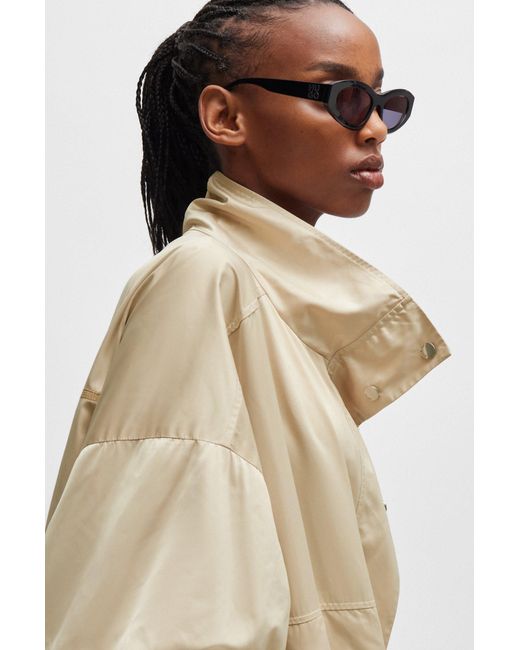 HUGO Natural Relaxed-fit Windbreaker Jacket In Water-repellent Satin