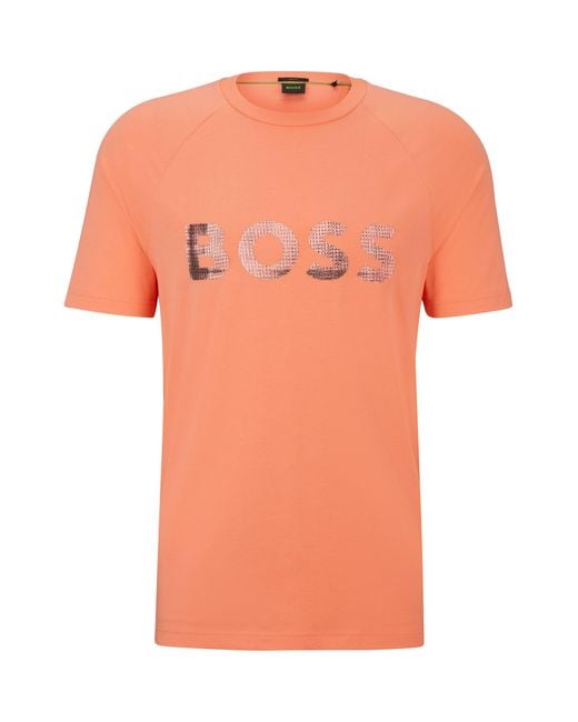 Boss Orange Stretch-cotton Regular-fit T-shirt With Seasonal Logo for men