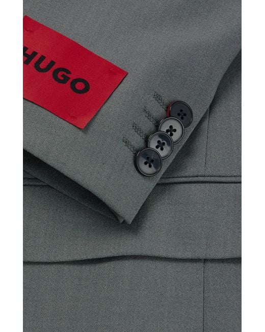HUGO Gray Slim-fit Suit In Mohair-look Stretch Cloth for men
