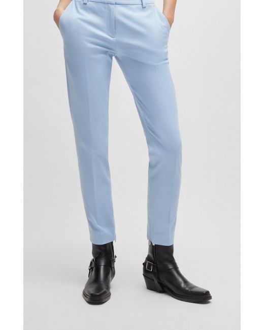 Pantalon court Slim Fit avec fermeture éclair au bas des jambes HUGO en coloris Blue