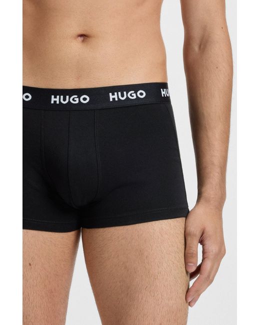 HUGO Set Van Drie Korte Boxershorts Met Logotailleband Van Stretchkatoen in het Black voor heren