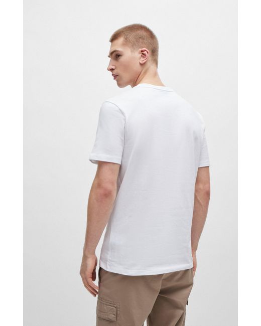Boss T-shirt Van Katoenen Jersey Met Logopatch in het White voor heren