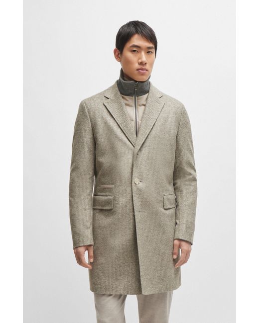 Manteau Slim Fit en laine mélangée avec empiècement intérieur zippé Boss pour homme en coloris Natural