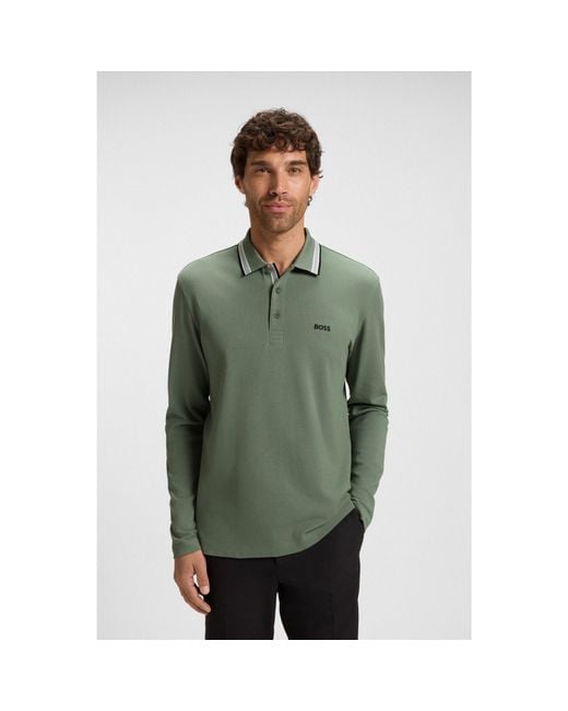 Boss Green Cotton-Piqué Polo Shirt With Contrast Logo for men