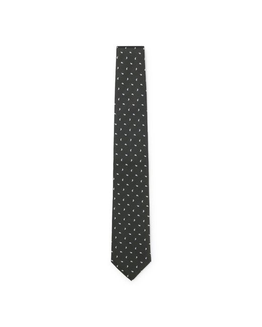 Boss Black Silk Tie With Micro Paisley Pattern for men
