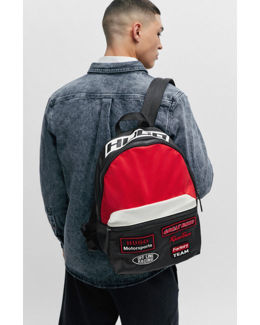 HUGO Red Color-blocked Backpack With Seasonal Patches for men