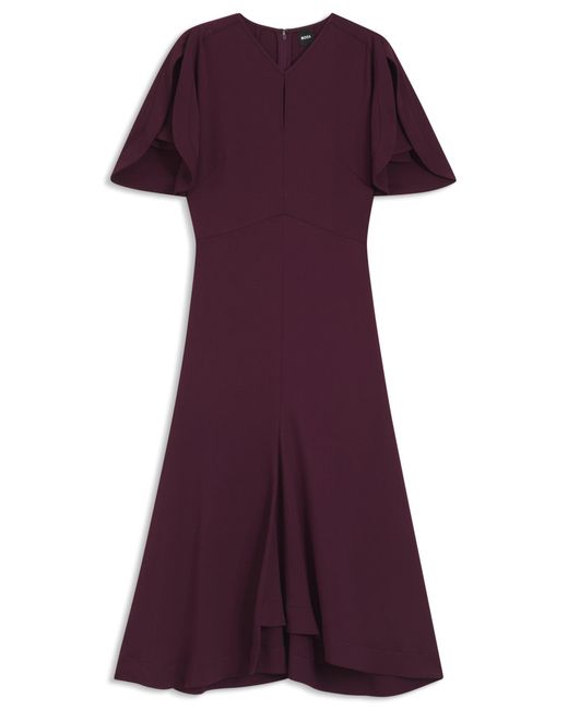 Boss Purple Kleid Aus Softem Krepp Mit Schlüsselloch-Ausschnitt