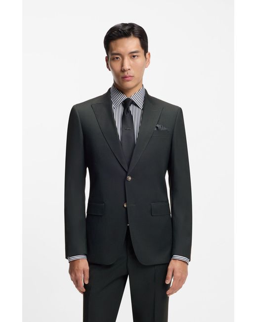 Boss Tweedelig Slim-Fit Pak Van Een Wolmix in het Black voor heren