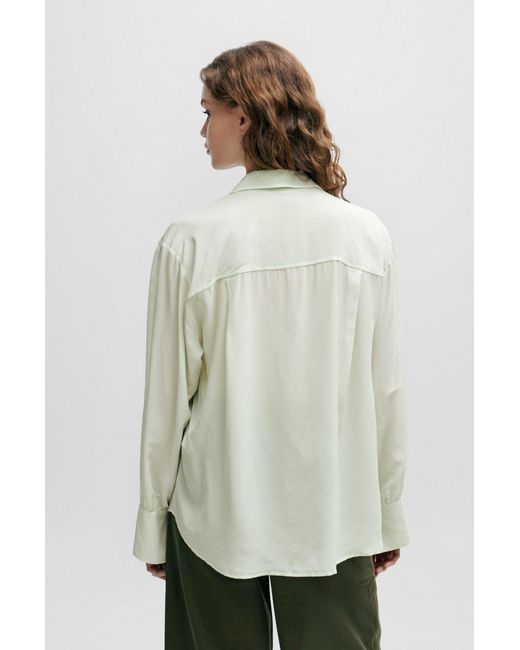 Boss Green Relaxed-fit Blouse With Concealed Placket And Point Collar