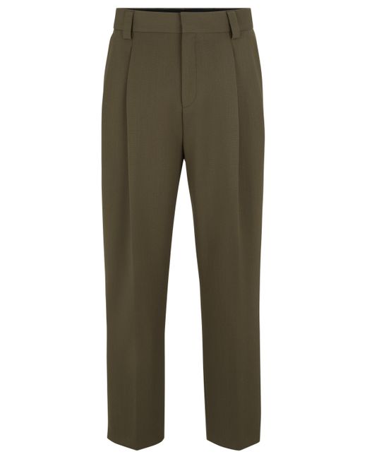 HUGO Flat Front-pantalon Van Gestructureerd Hoogwaardig Stretchmateriaal in het Green voor heren
