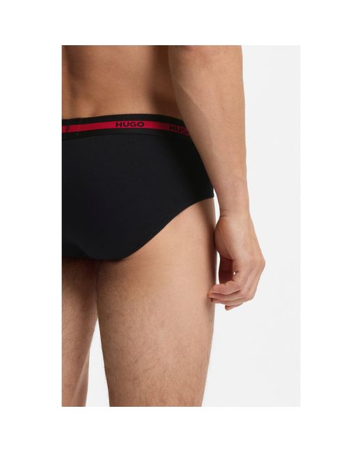 HUGO Black Three-Pack Of Logo-Waistband Briefs for men