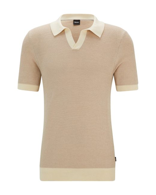 Boss Natural Polo Sweater With Open Collar for men