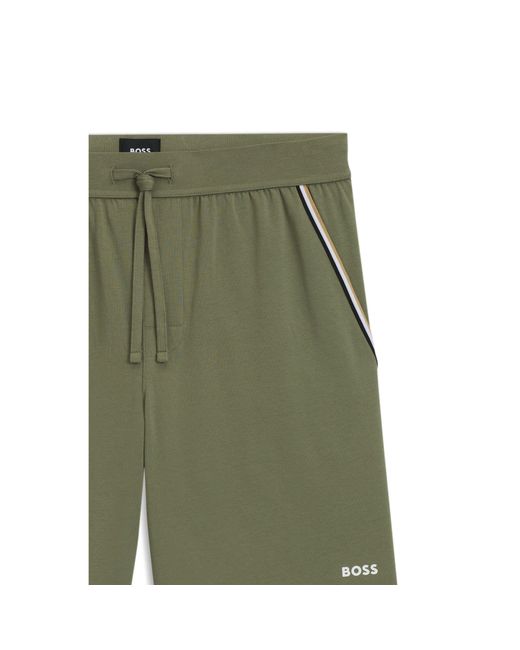 Boss Green Stretch-Cotton Pyjama Shorts With Tape Trims for men