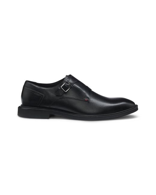 HUGO Monkstraps Aus Leder Mit Rollschließe in Black für Herren