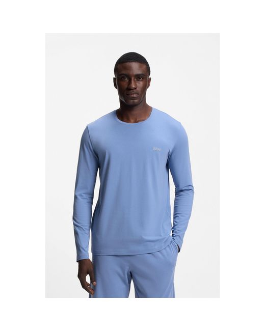 Boss Blue Long-Sleeved T-Shirt for men