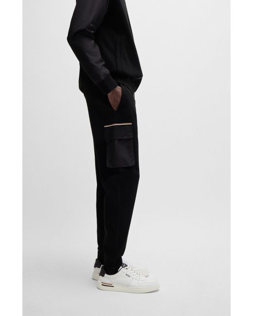 Boss Jogginghose aus Baumwoll-Mix mit kontrastierenden Taschen in Black für Herren