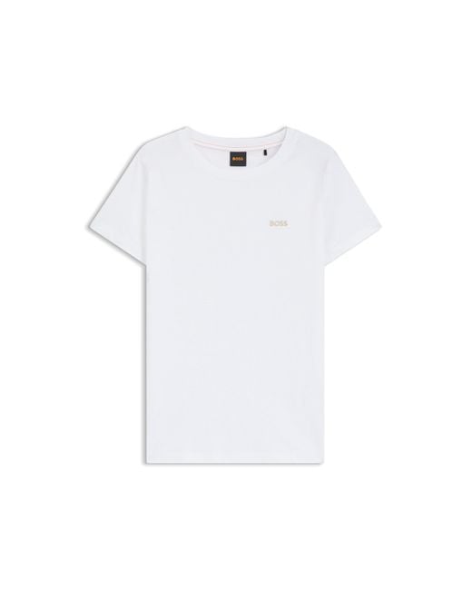 Boss White Cotton T-Shirt With Tonal Chest Logo