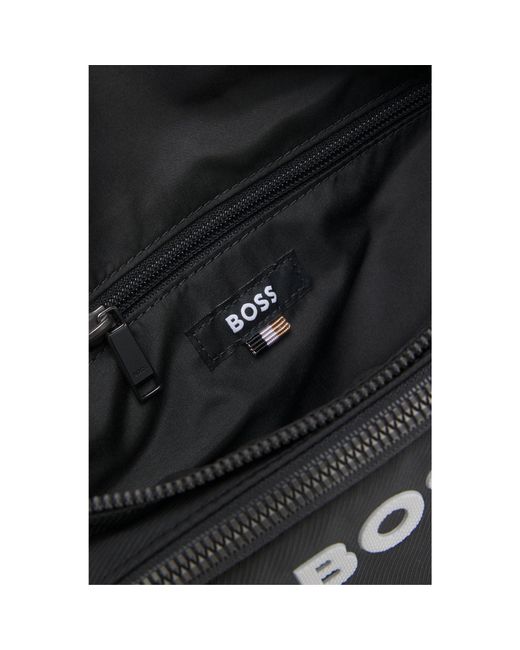 Boss Black Structured Belt Bag With Contrast Logo for men