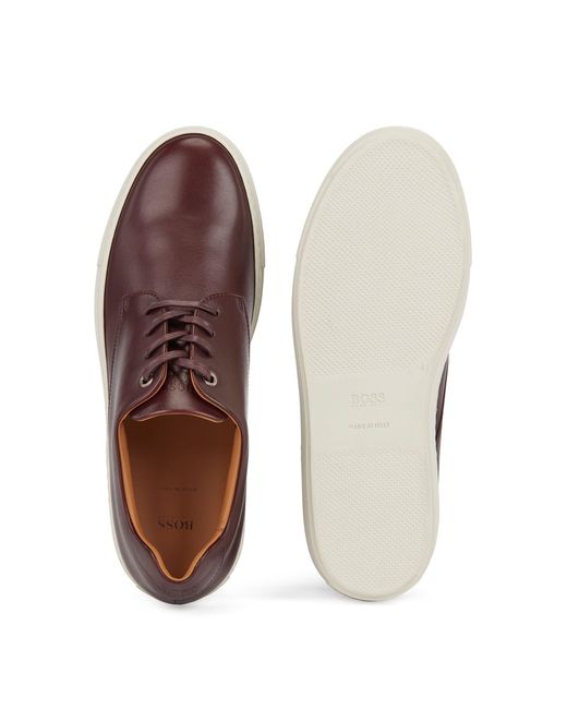 hugo boss italian crafted trainers in burnished leather