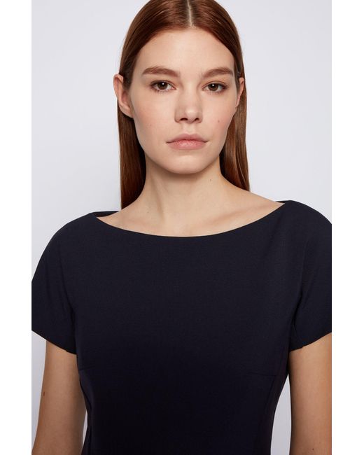 BOSS by HUGO BOSS Wide-neck Shift Dress With Exposed Centre-back Zip in  Light Blue (Blue) | Lyst Canada